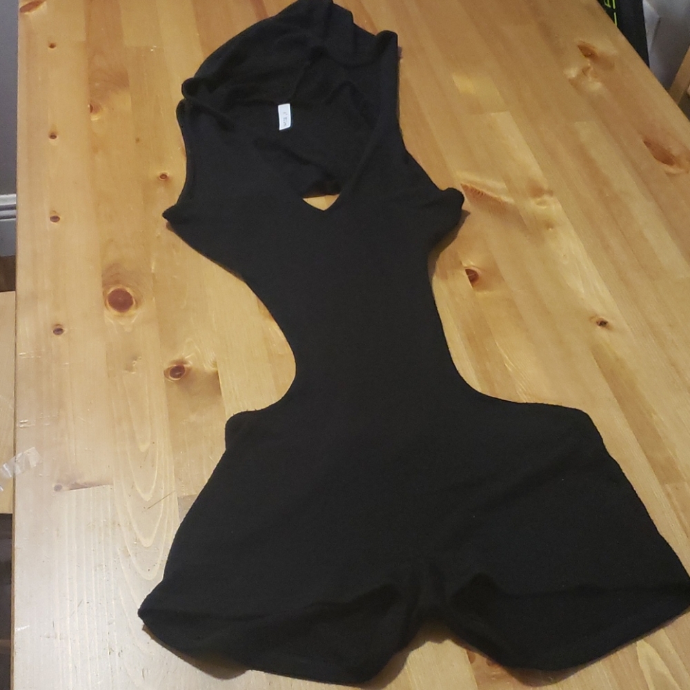 Black romper with hoodie